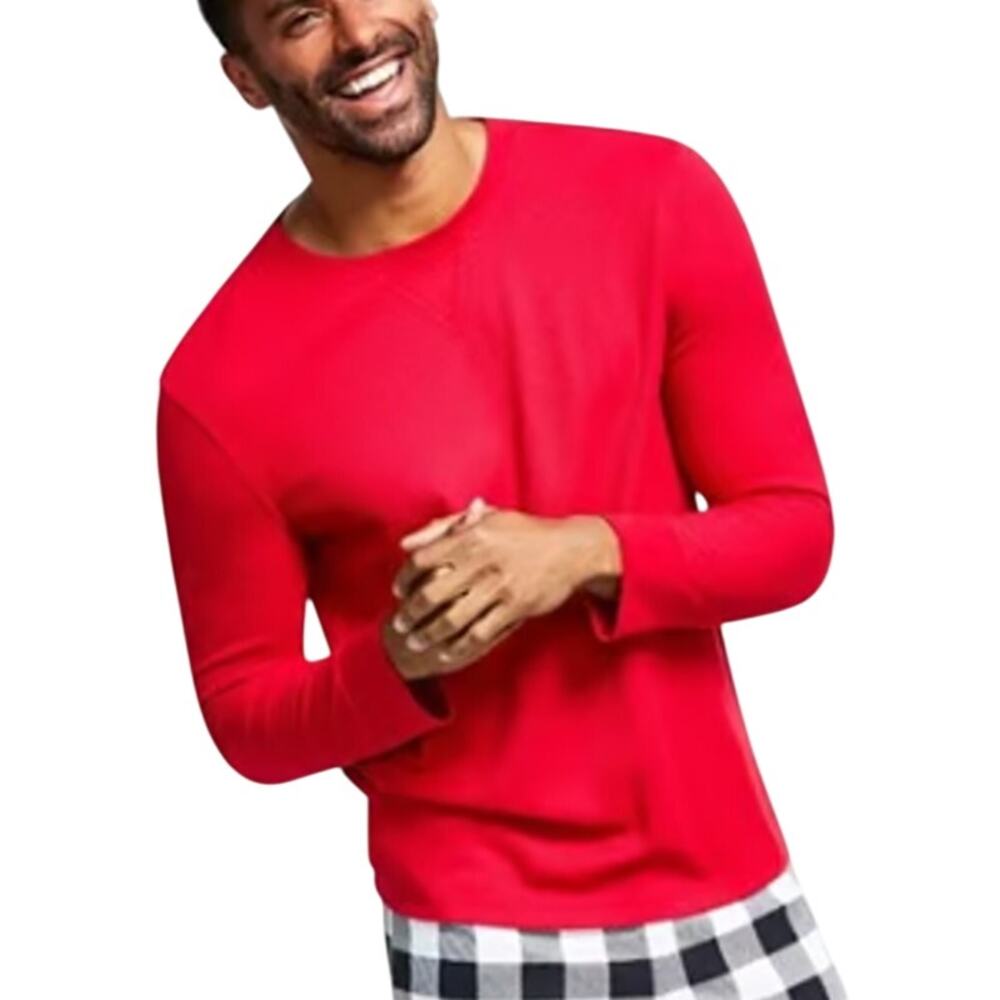 Family PJs Men's Matching Red Waffle Knit Pajama Top, Size Medium